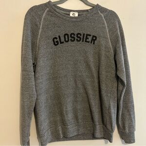 Glossier Grey Long Sleeve Logo Sweatshirt sz M Medium
